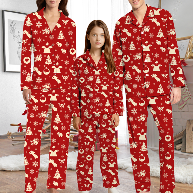 Picture of Family Pajama Set - Family Christmas Pajamas Set -  Christmas Red Sleepwear