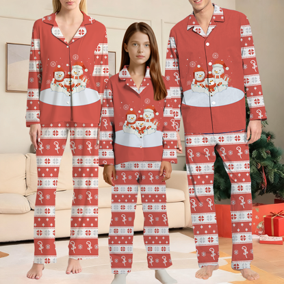 Picture of Family Pajama Set - Family Christmas Pajamas Set - Red Christmas Pattern Sleepwear
