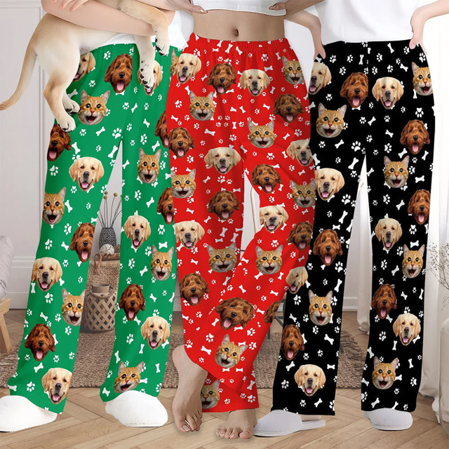 Picture of Custom Pajama Pants - Custom Pajama Pants with Pet Faces - Personalized Pajama bottoms - Christmas Gift