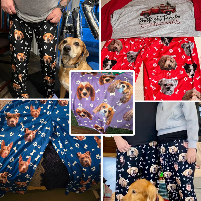 Picture of Custom Pajama Pants - Custom Pajama Pants with Pet Faces - Personalized Pajama bottoms - Christmas Gift