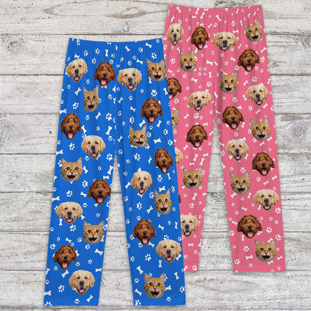 Picture of Custom Pajama Pants - Custom Pajama Pants with Pet Faces - Personalized Pajama bottoms - Christmas Gift