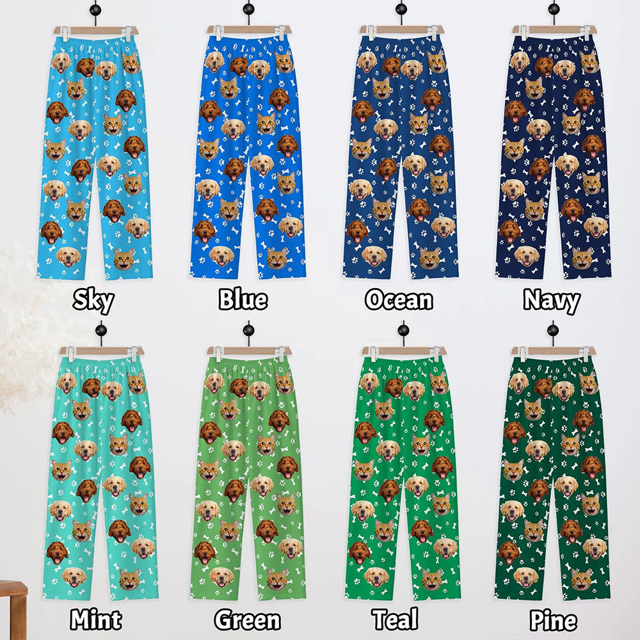 Picture of Custom Pajama Pants - Custom Pajama Pants with Pet Faces - Personalized Pajama bottoms - Christmas Gift