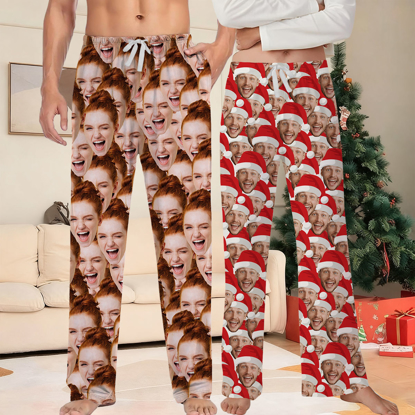Picture of Custom Pajama Pants - Family Custom Christmas Pajama Pants with Face - Pajama Bottoms - Christmas Gift for Friends