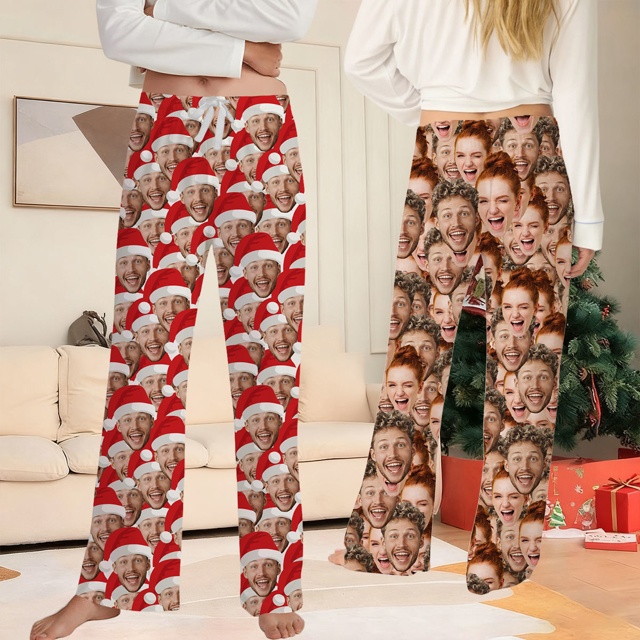 Picture of Custom Pajama Pants - Family Custom Christmas Pajama Pants with Face - Pajama Bottoms - Christmas Gift for Friends