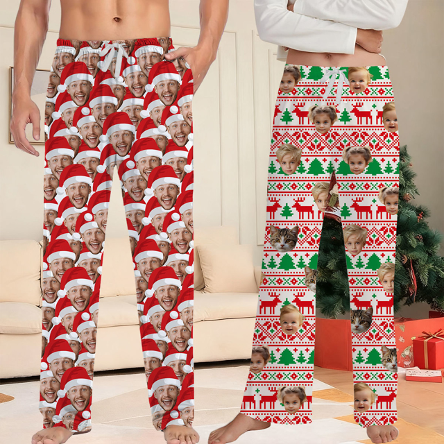 Picture of Custom Pajama Pants - Family Custom Christmas Pajama Pants with Face - Pajama Bottoms - Christmas Gift for Family