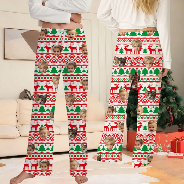 Picture of Custom Pajama Pants - Family Custom Christmas Pajama Pants with Face - Pajama Bottoms - Christmas Gift for Family