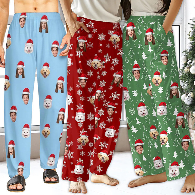 Picture of Custom Pajama Pants - Custom Christmas Pajama Pants - Personalised Pajama bottoms with Faces and Patterns - Gift for Friends