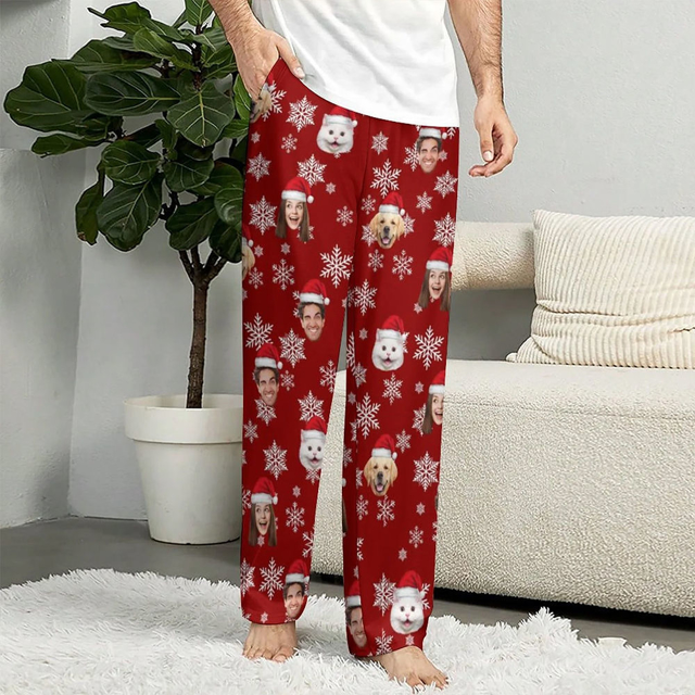 Picture of Custom Pajama Pants - Custom Christmas Pajama Pants - Personalised Pajama bottoms with Faces and Patterns - Gift for Friends