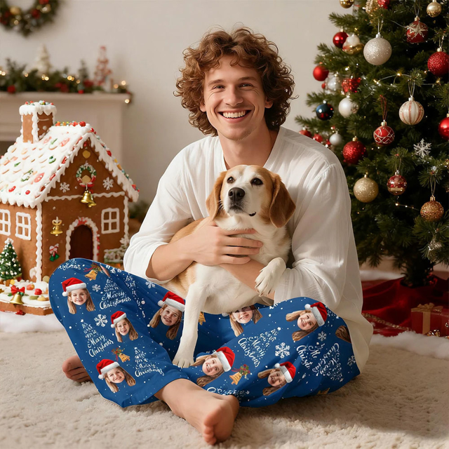 Picture of Custom Pajama Pants - Custom Christmas Pajama Pants with Faces - Personalized Pajama bottoms - Christmas Gift