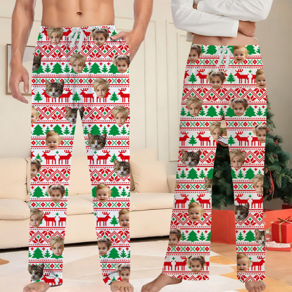 Picture of Custom Pajama Pants - Family Custom Christmas Pajama Pants with Face - Pajama Bottoms - Christmas Gift for Family