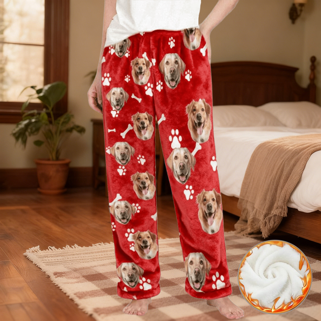 Picture of Custom Flannel Pajama Pants | Personalized Flannel Paw Bone Pajama Pants | Unisex Custom Pajama Pants for Christmas
