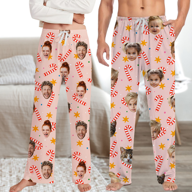 Picture of Custom Pajama Pants with Faces | Personalized Christmas Pajama Bottoms | Nice Christmas Gift for Friend