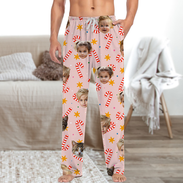 Picture of Custom Pajama Pants with Faces | Personalized Christmas Pajama Bottoms | Nice Christmas Gift for Friend