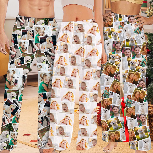 Picture of Custom Pajama Pants with Faces | Personalized Pajama bottoms for gift giving | Christmas Gift for Friend
