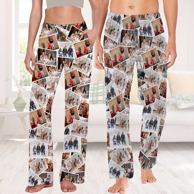 Picture of Custom Pajama Pants with Faces | Personalized Pajama bottoms for gift giving | Christmas Gift for Friend