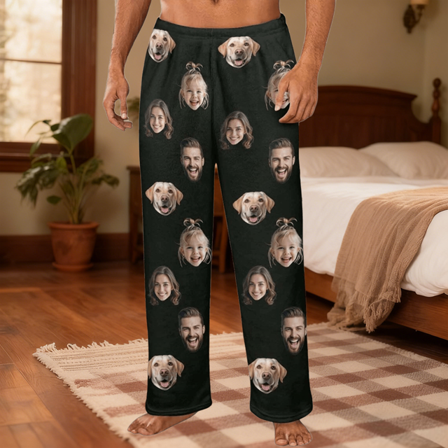 Picture of Custom Flannel Pajama Pants | Personalized Flannel Photo Pajama Pants | Unisex Custom Winter Pajama Pant
