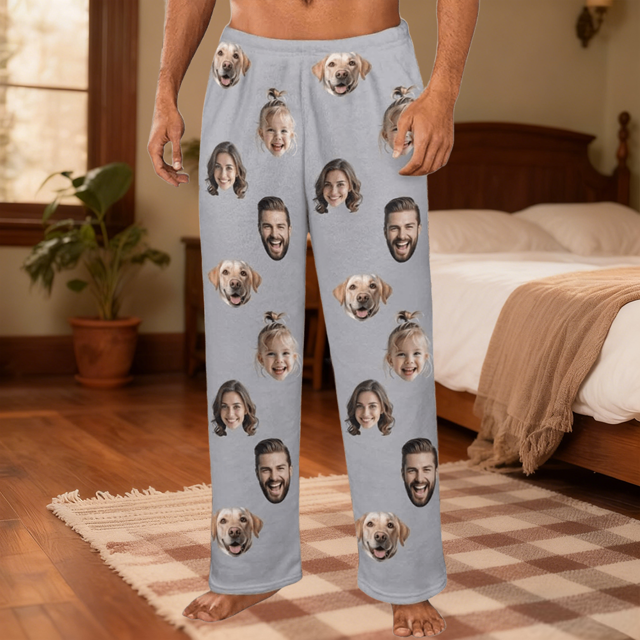 Picture of Custom Flannel Pajama Pants | Personalized Flannel Photo Pajama Pants | Unisex Custom Winter Pajama Pant