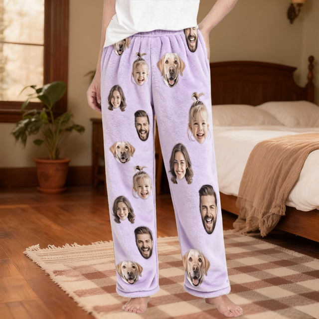 Picture of Custom Flannel Pajama Pants | Personalized Flannel Photo Pajama Pants | Unisex Custom Winter Pajama Pant
