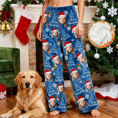 Picture of Custom Flannel Pajama Pants | Personalized Face Winter Pajama Bottom | Christmas Gift