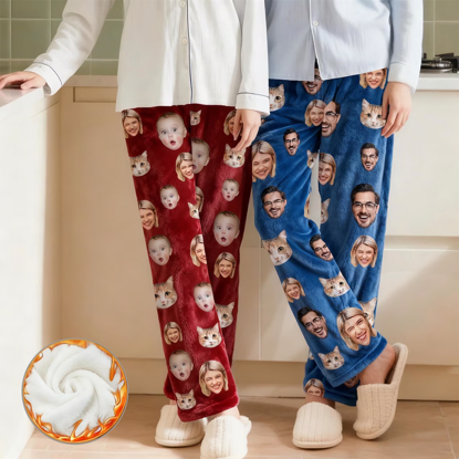 Picture of Custom Photo Flannel Pajama Pants - Personalized Dog or Cat Face Sleepwear Gift | Winter Gift