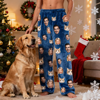 Picture of Custom Photo Flannel Pajama Pants - Personalized Dog or Cat Face Sleepwear Gift | Winter Gift
