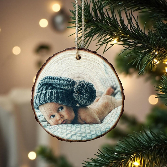 Picture of Custom Wood Christmas Tree Ornament with Photo | Family Christmas Ornament | Christmas Decors