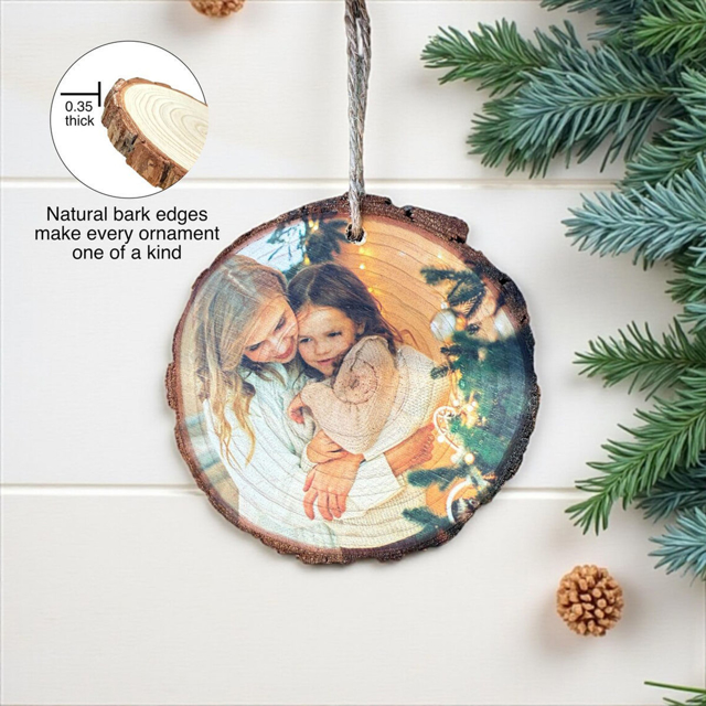 Picture of Custom Wood Christmas Tree Ornament with Photo | Family Christmas Ornament | Christmas Decors