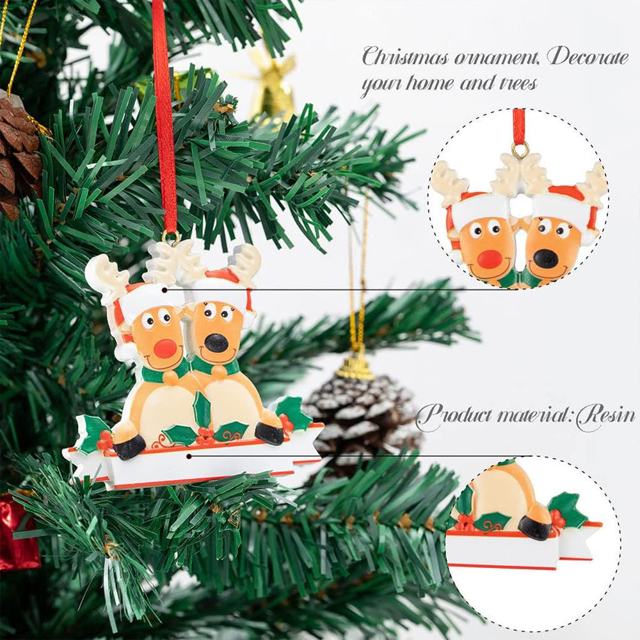Picture of Custom Resin Christmas Ornament with Names | Elks Family Christmas Tree Ornaments