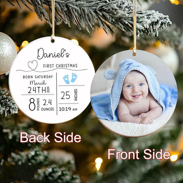 Picture of Family Christmas Tree Ornaments with Photo | Ceramics Christmas Tree Ornament | Xmas Home Decors