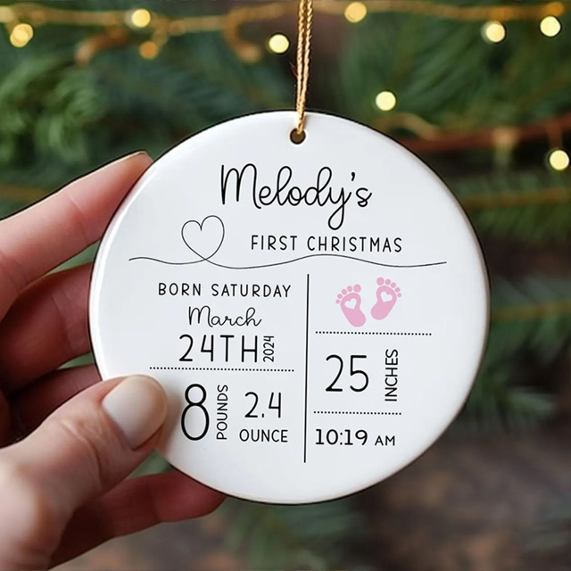 Picture of Family Christmas Tree Ornaments with Photo | Ceramics Christmas Tree Ornament | Xmas Home Decors