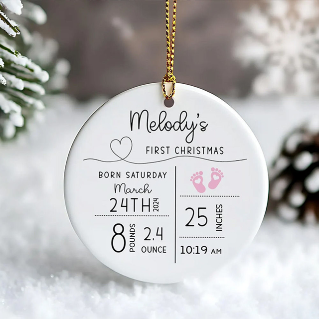 Picture of Family Christmas Tree Ornaments with Photo | Ceramics Christmas Tree Ornament | Xmas Home Decors