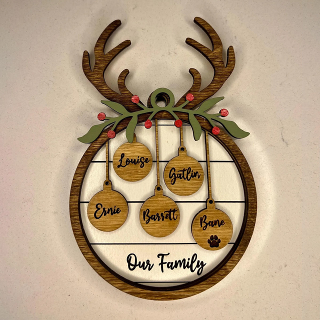Picture of Personalized Wooden Christmas Ornaments | Family Christmas Ornament with Names | Circle Shaped Christmas Ornaments
