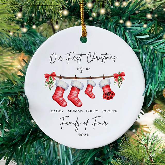 Picture of Family Ceramics Christmas Tree Ornaments | Custom Christmas Tree Photo Ornament | Xmas Home Decoration