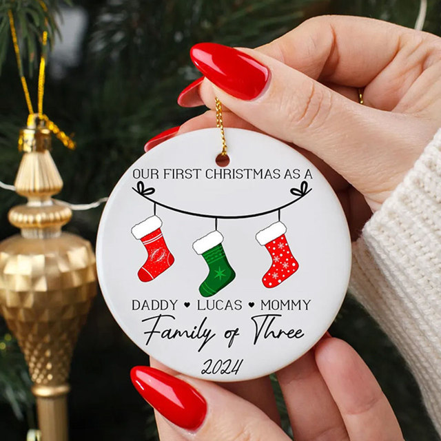 Picture of Family Ceramics Christmas Tree Ornaments | Custom Christmas Tree Photo Ornament | Xmas Home Decoration