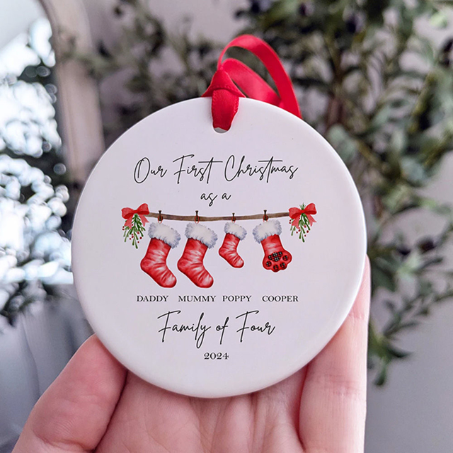 Picture of Family Ceramics Christmas Tree Ornaments | Custom Christmas Tree Photo Ornament | Xmas Home Decoration