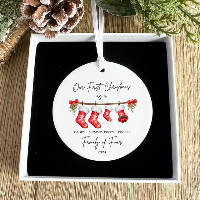 Picture of Family Ceramics Christmas Tree Ornaments | Custom Christmas Tree Photo Ornament | Xmas Home Decoration