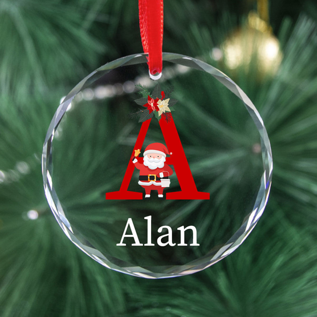 Picture of Custom Christmas Tree Crystal Ornaments with Letter | Custom Christmas Tree Ornament | Best Christmas Gifts for Family