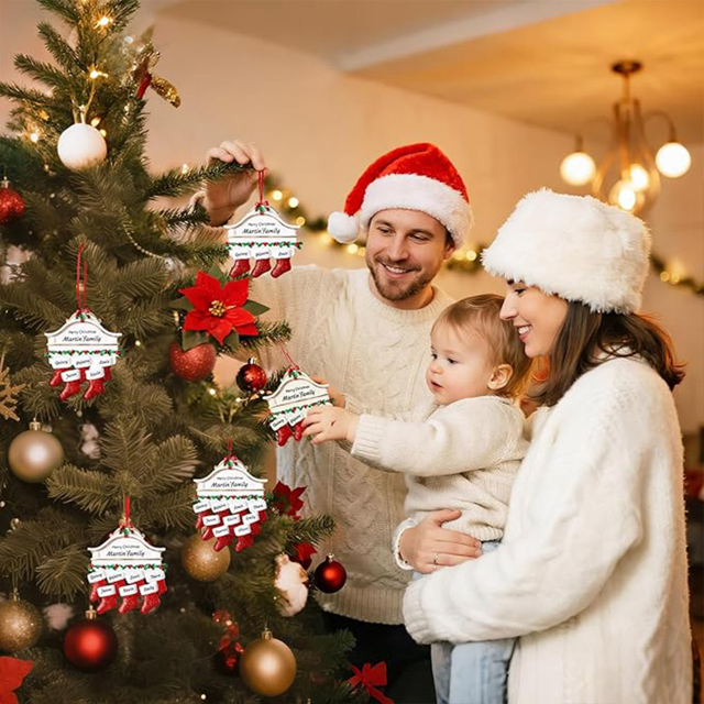 Picture of Custom Resin Christmas Ornament with Names | Family Christmas Stocking Ornaments | Christmas Decorations