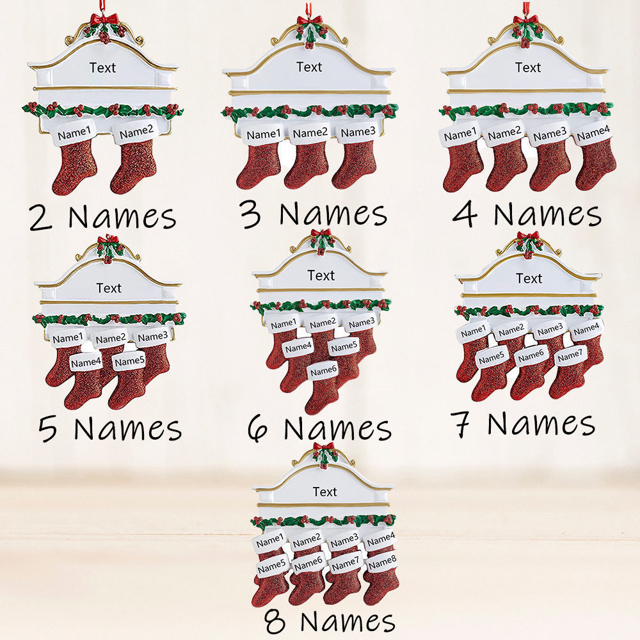 Picture of Custom Resin Christmas Ornament with Names | Family Christmas Stocking Ornaments | Christmas Decorations