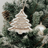 Picture of Personalized Tree Shaped Christmas Ornament | Family Christmas Ornament with Names | Wood Christmas Tree Decorations | Set of 3 Identical Signs