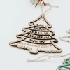 Picture of Personalized Tree Shaped Christmas Ornament | Family Christmas Ornament with Names | Wood Christmas Tree Decorations | Set of 3 Identical Signs