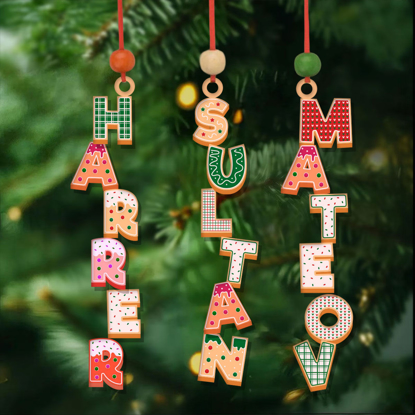 Picture of Custom Christmas Name Letter Ornaments | Stocking Tag for Kids |  Three-dimensional Font | Kids Ornament |Christmas Tags | 3-Piece Set