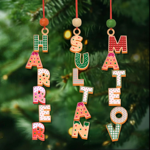 Picture of Custom Christmas Name Letter Ornaments | Stocking Tag for Kids |  Three-dimensional Font | Kids Ornament |Christmas Tags | 3-Piece Set